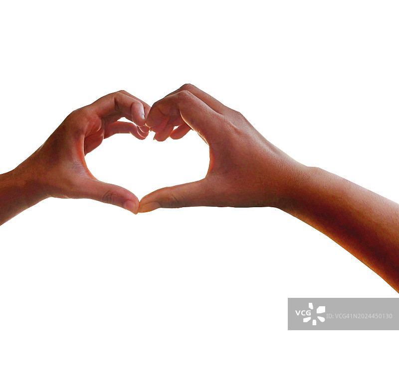 在白色背景上用手比心图片素材