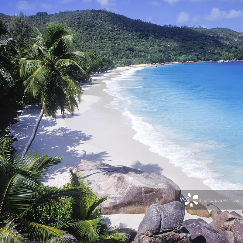 塞舌尔普拉兰岛，拉齐奥海滩，非洲图片素材
