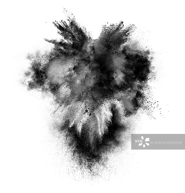 白色背景上，烟尘的多次扩散图片素材