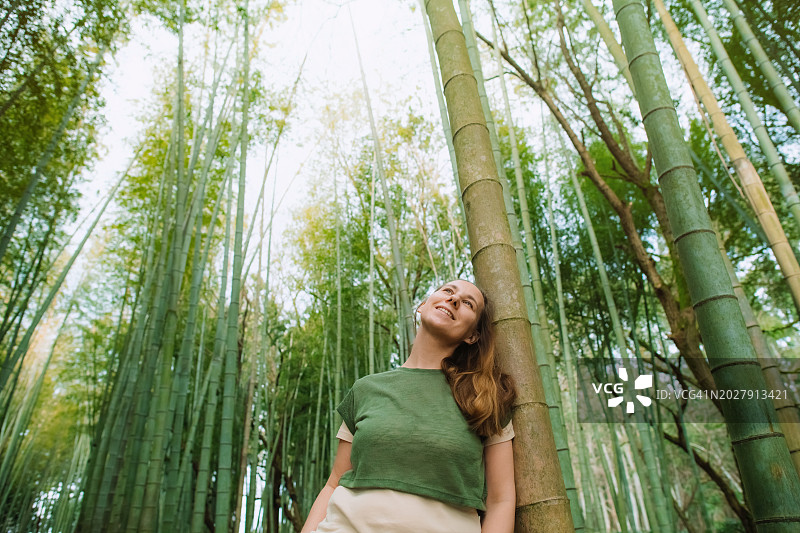 竹林里的女人图片素材