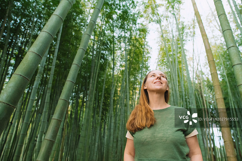 竹林里的女人图片素材
