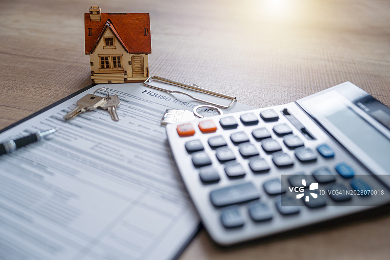 房屋保险文件。图片素材