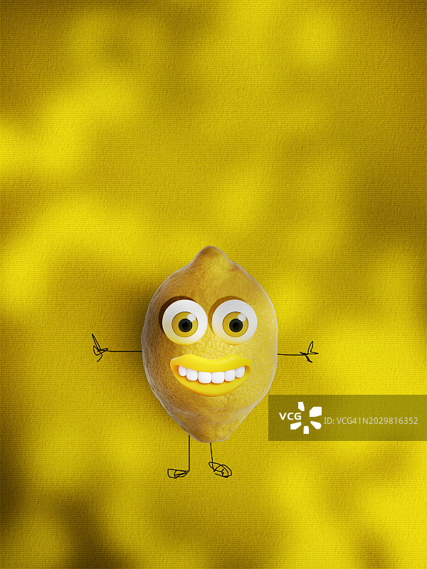 咧嘴笑的拟人化柠檬图片素材