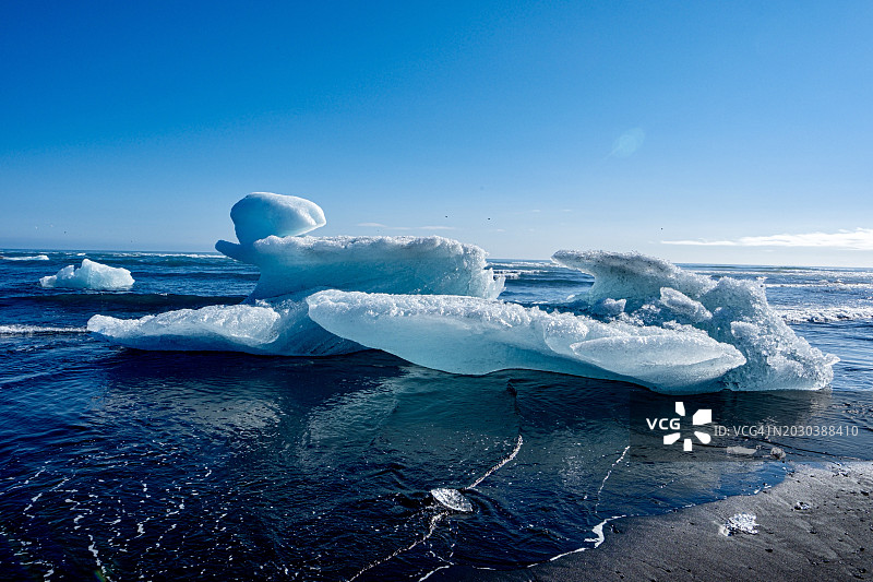 冰岛南部地区的冰海天空景色图片素材