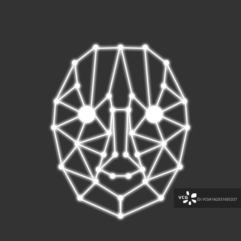 面部扫描网格。生物识别验证技术。图片素材