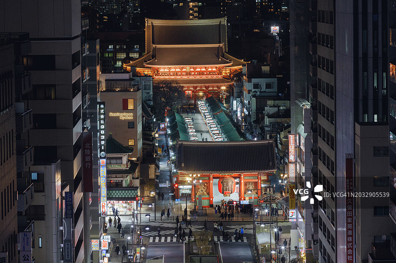 东京浅草雷门和浅草寺图片素材