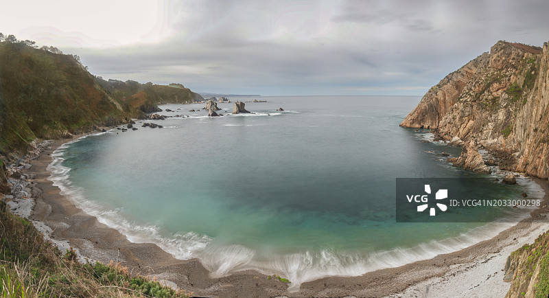 美国加利福尼亚州雷伊海滩海景全景图片素材