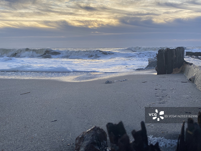 美国南卡罗来纳州埃迪斯托岛日落时分的海景图片素材