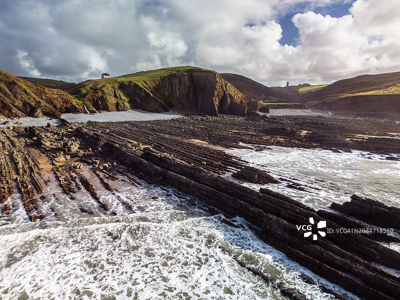 哈特兰德的壮丽悬崖，德文郡图片素材