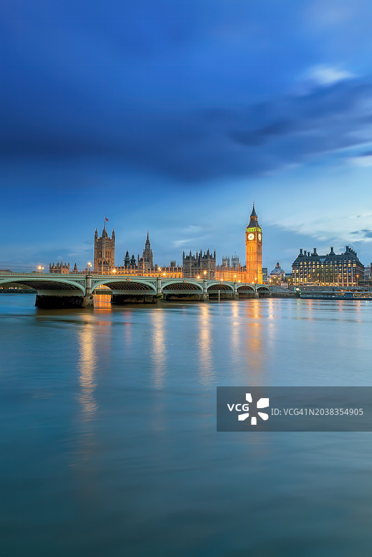 英国伦敦大本钟和威斯敏斯特桥图片素材