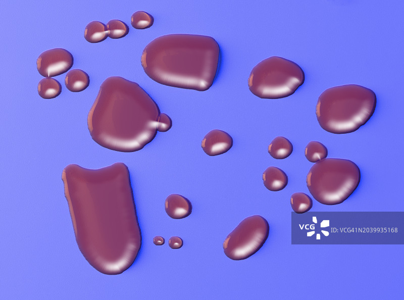 丁香色背景上的粉色丙烯颜料滴图片素材