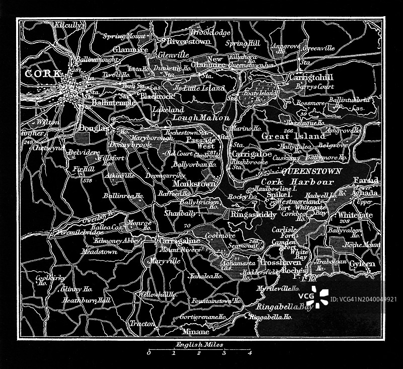 爱尔兰第二大城市科克老地图图片素材