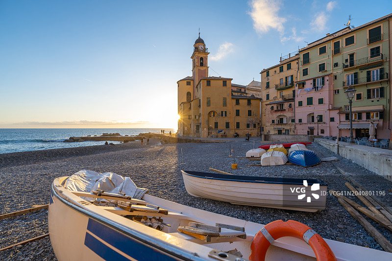 意大利利古里亚卡莫利日落图片素材