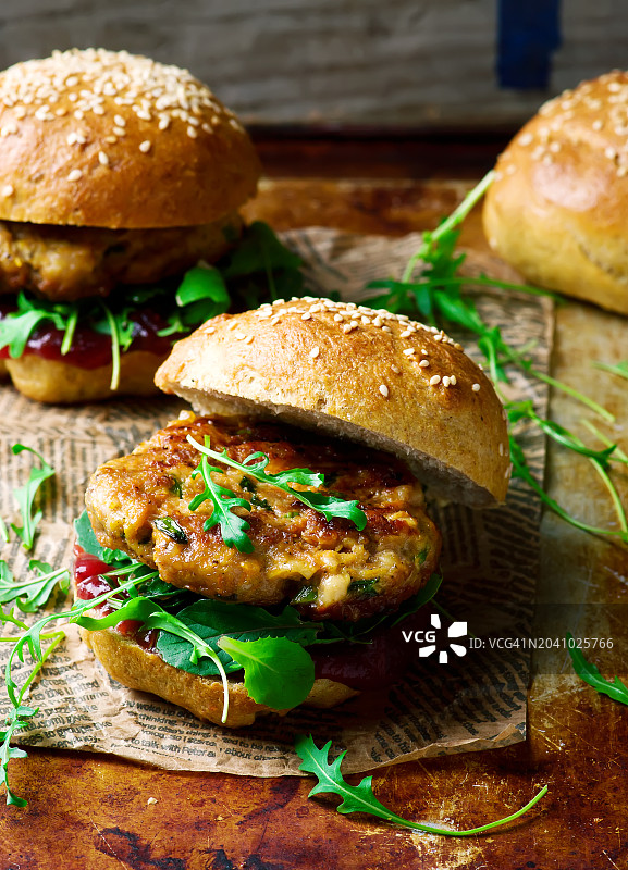 鸡肉蔓越莓汉堡图片素材