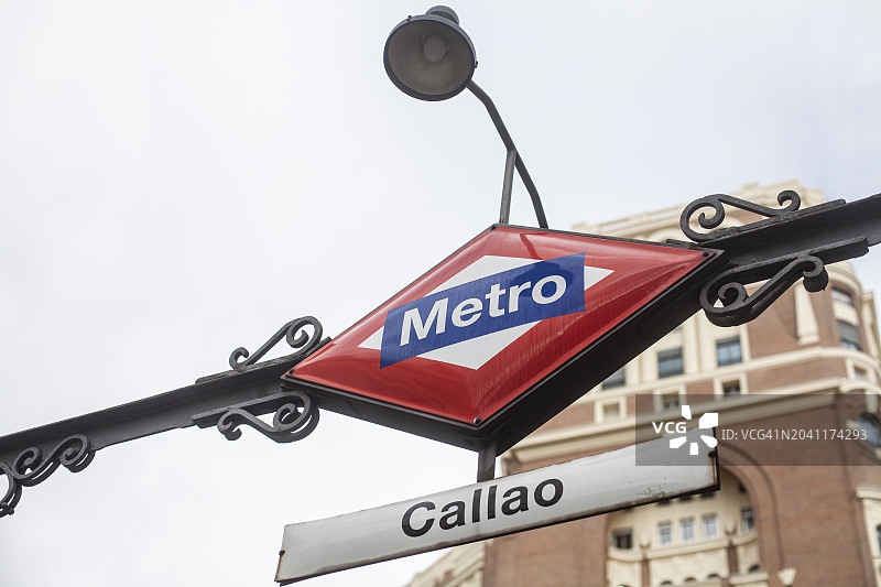 马德里卡亚俄广场地铁入口标志图片素材