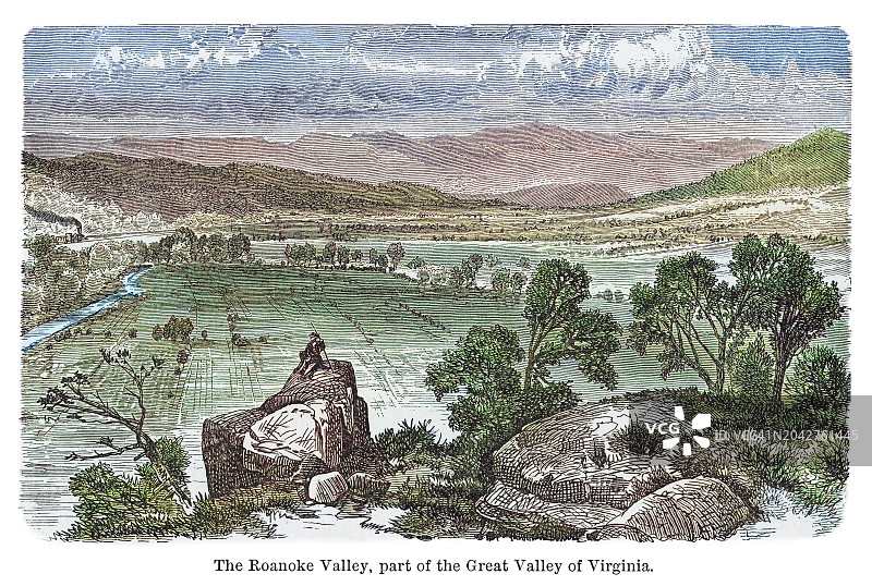 大阿巴拉契亚山谷古版画：北美东部的主要地貌特征图片素材