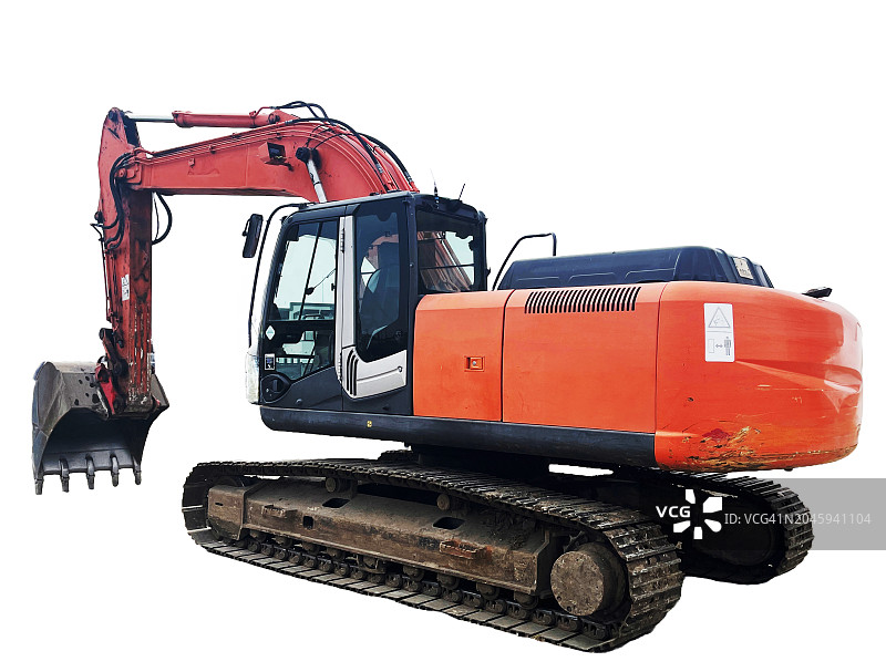 白色背景下的挖掘机图片素材