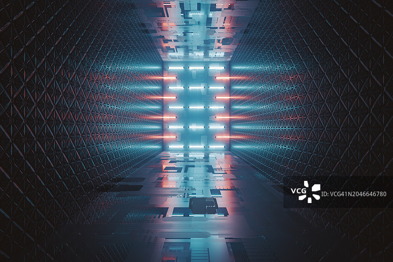 空旷的未来主义照明走廊图片素材
