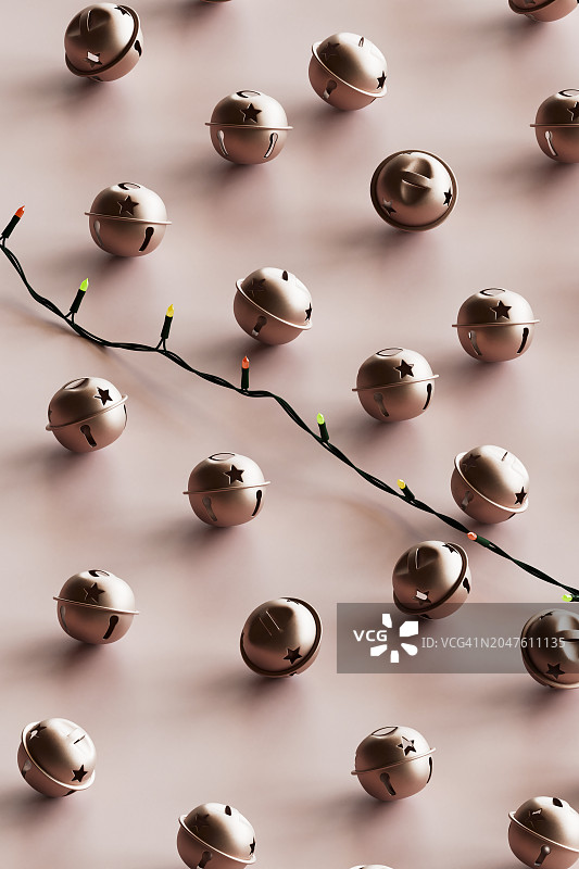 3D渲染：圣诞彩灯和装饰品图片素材