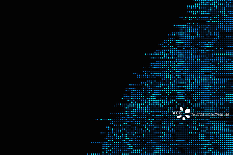 抽象LED屏幕纹理，点状电视背景，半色调点，运动故障交错蓝色单色失真纹理未来主义设计与圆形颜色变化水平条纹图案，数字信号广播错误边框图片素材