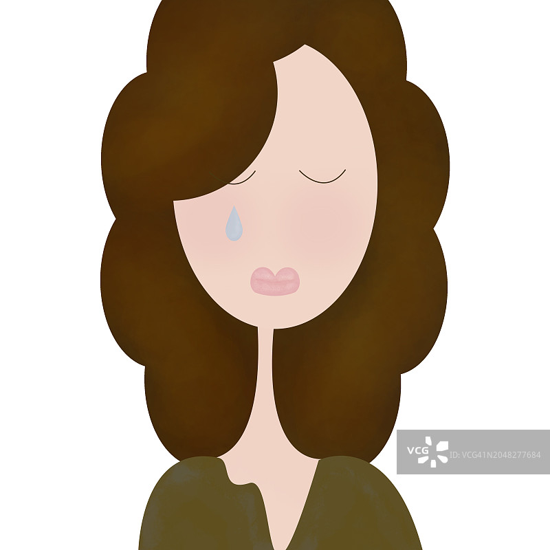哭泣的女人绘画图片素材