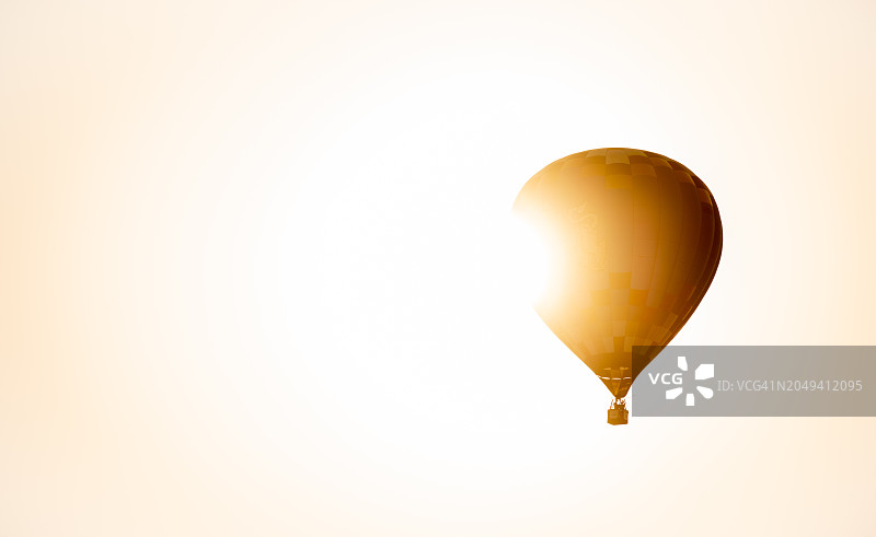 日落时分天空中飞行的热气球轮廓图片素材