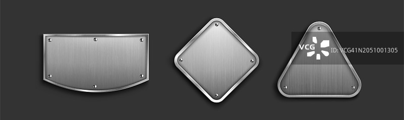 带边框和螺钉的钢制铭牌图片素材