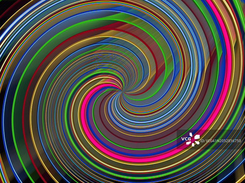 具有光迹和3D效果的抽象螺旋漩涡形状背景。图片素材