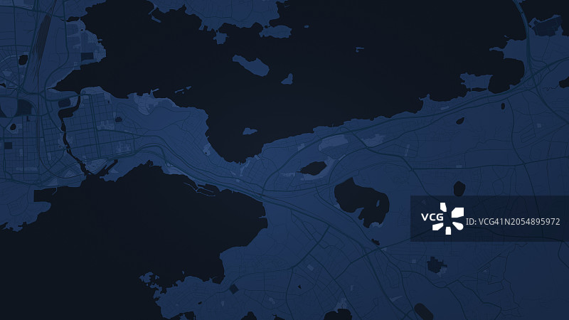 蓝色调的虚构城市地图示意图图片素材