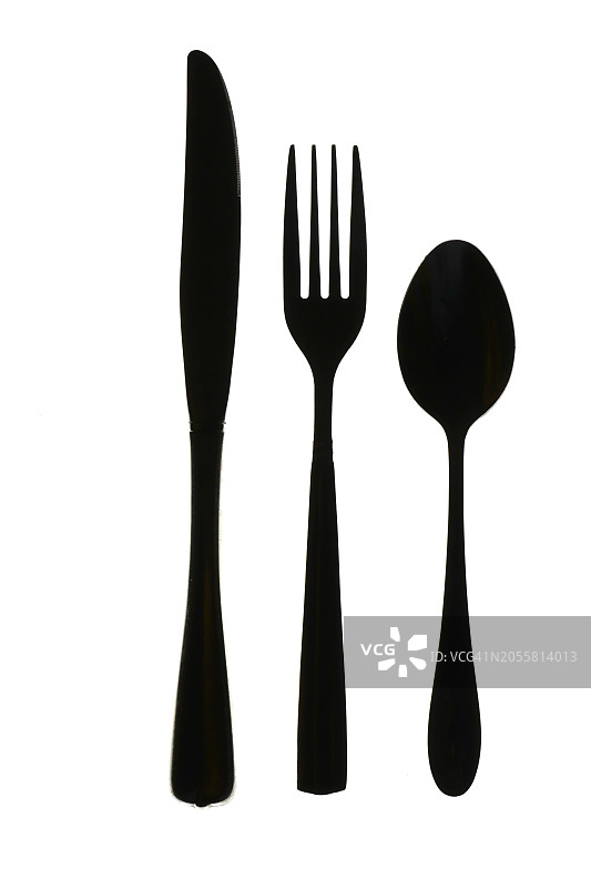 使用合适的银制餐具的正式晚餐图片素材