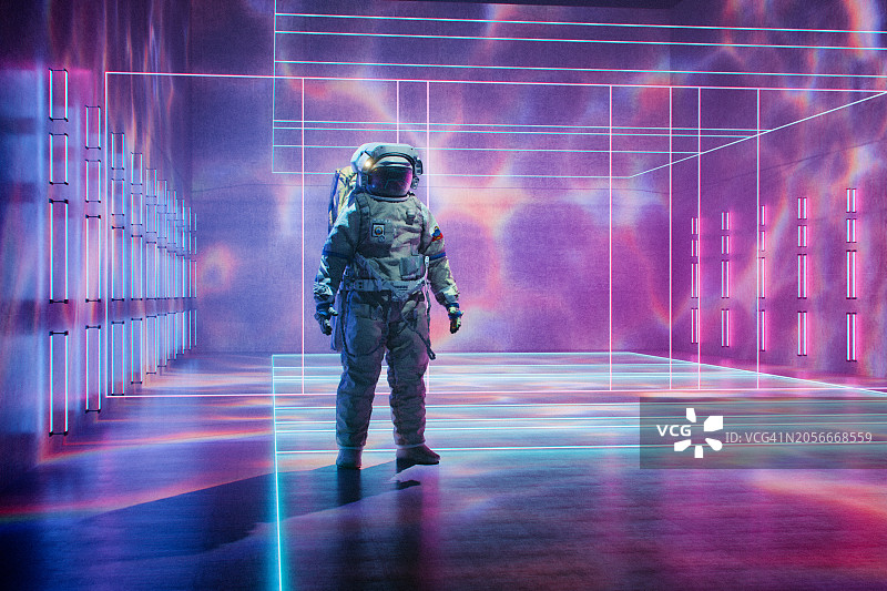 地下设施中的抽象宇航员图片素材