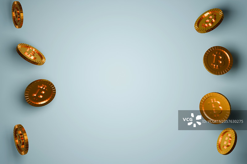 中间留有复制空间的比特币下跌图片素材