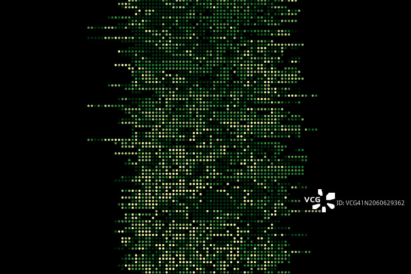抽象LED屏幕纹理，点状电视背景，半色调点，运动故障交错绿色单色失真纹理未来主义设计与圆形颜色变化水平条纹图案。数字信号，广播错误边框图片素材