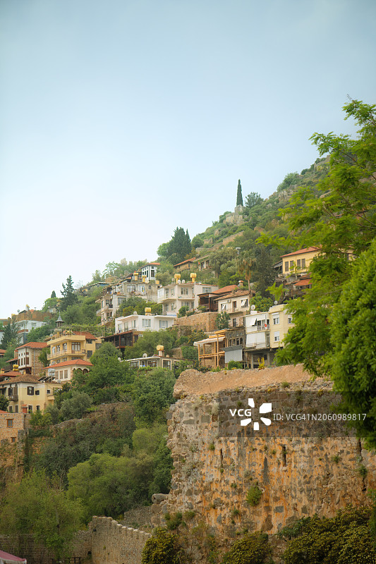 土耳其阿拉尼亚老城区，古城堡和防御墙图片素材