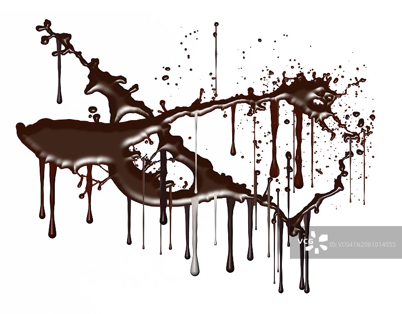 热液态巧克力飞溅和滴落图片素材