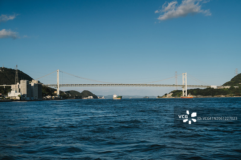 连接北九州市门司区和山口县下关市的关门大桥图片素材