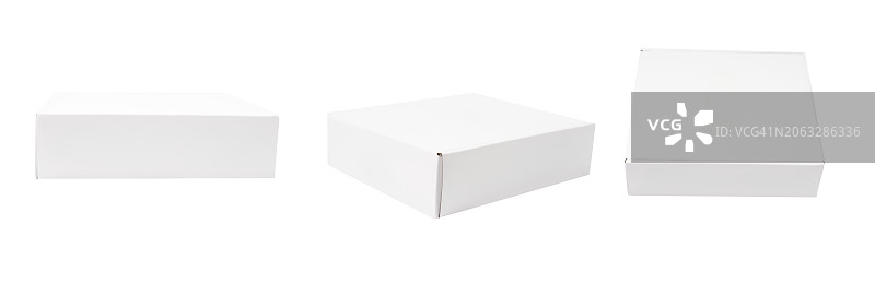 白色包装盒套装，逼真白色背景图片素材
