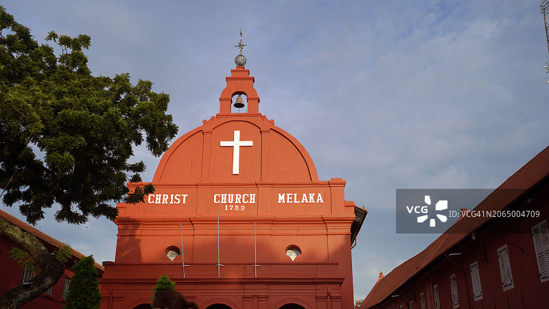 马六甲殖民区著名的 Stadthuys 基督教堂图片素材