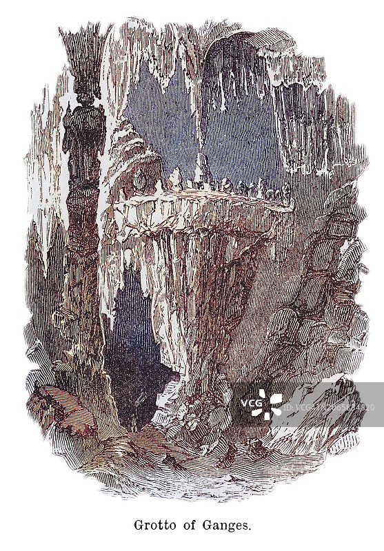 法国南部埃罗山谷少女洞穴古老雕刻插图图片素材