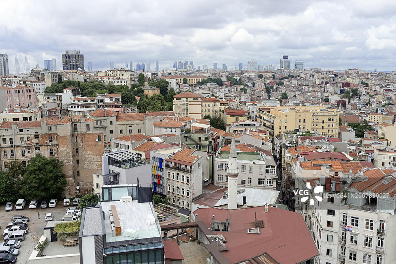 从伊斯坦布尔蓝宝石大厦向南望去，博斯普鲁斯海峡和马尔马拉海，贝西克塔斯，土耳其伊斯坦布尔欧洲部分，亚洲图片素材