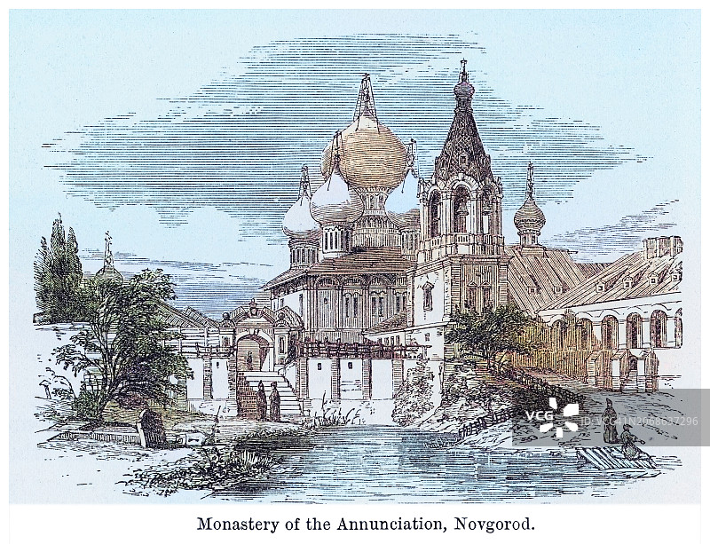 俄罗斯最古老的尤里耶夫修道院古老插图图片素材