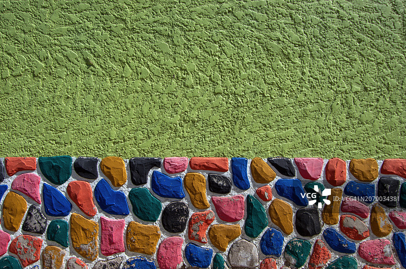 彩绘纹理灰泥建筑外观，采用混凝土石板细节图片素材