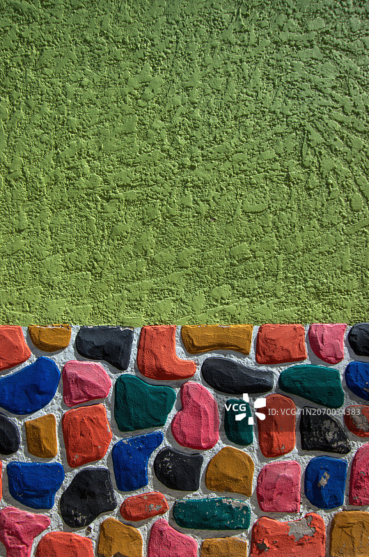 彩绘纹理灰泥建筑外观，采用混凝土石板细节图片素材