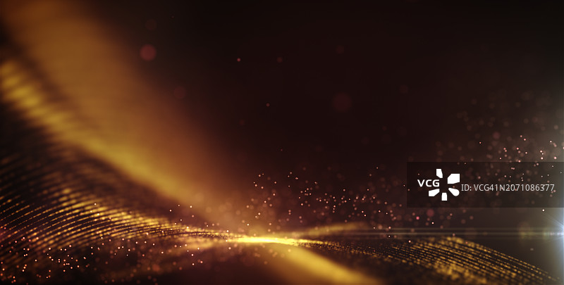 带复制空间的金色网格和粒子背景图片素材
