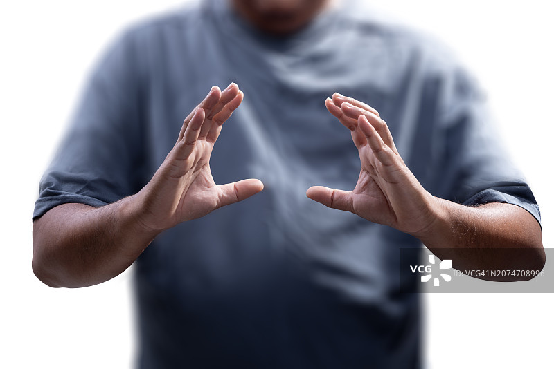 白色背景上的迷你爱心手势图片素材