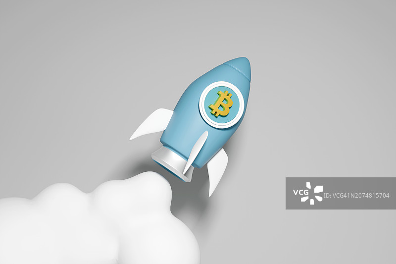比特币火箭飞向月球图片素材