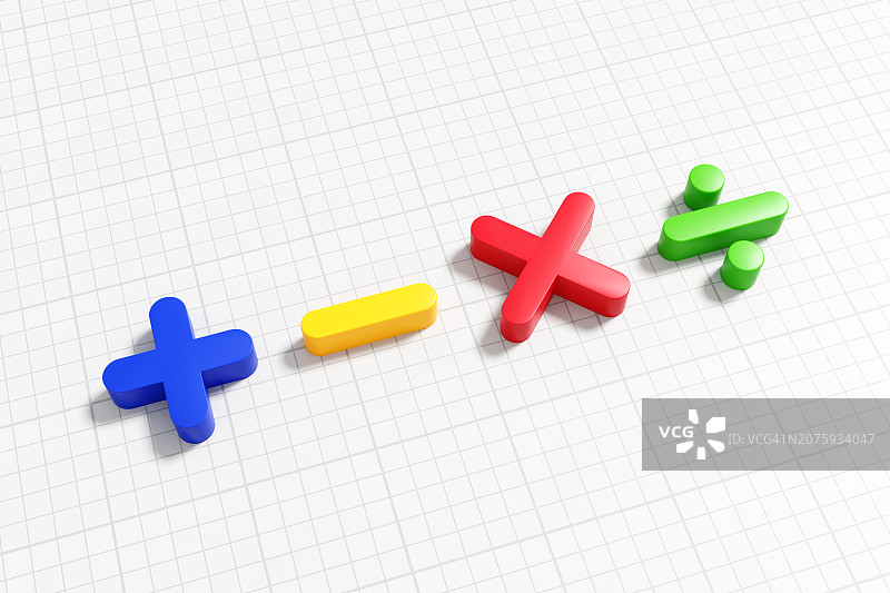 加减乘除数学符号和坐标纸图片素材