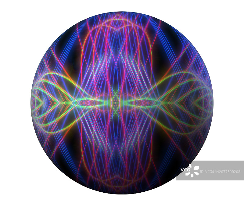 白色背景上的光线轨迹球体几何图形图片素材