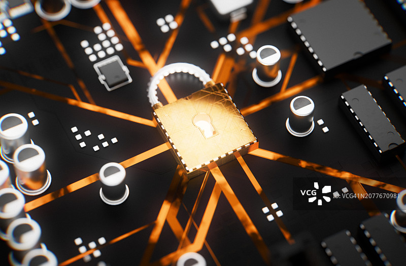 具有数据保护和网络安全功能的电脑CPU图片素材