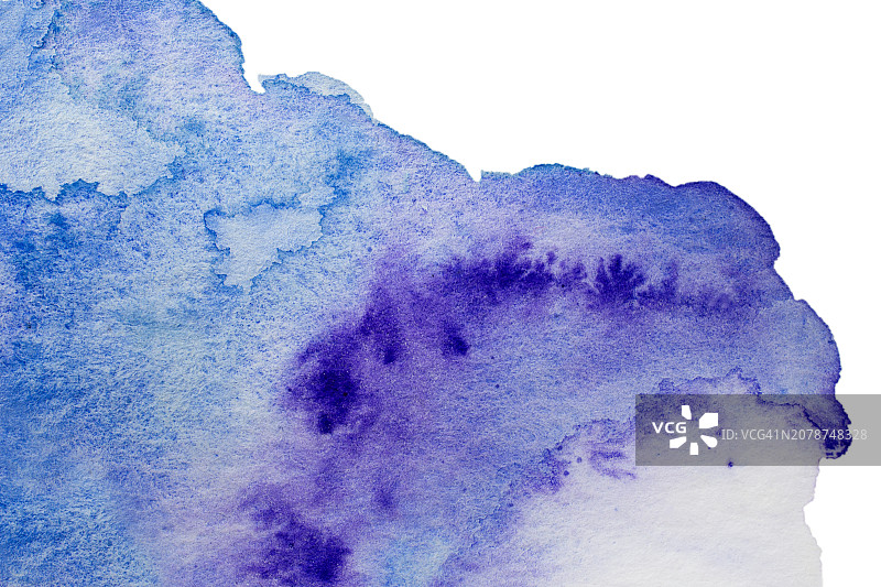 白色背景上不同颜色的蓝色水彩图片素材